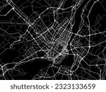 Vector city map of Montreal Quebec in Canada with white roads isolated on a black background.