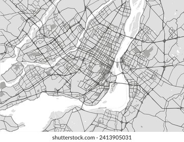 Vector city map of Montreal Quebec in Canada with white dark grey isolated on a grey background.