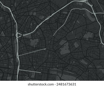 Vector city map of Montreuil in France with white roads isolated on a grey background.