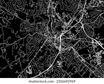 Mapa de la ciudad vectorial de Morristown Nueva Jersey en los Estados Unidos de América con carreteras blancas aisladas en un fondo negro.