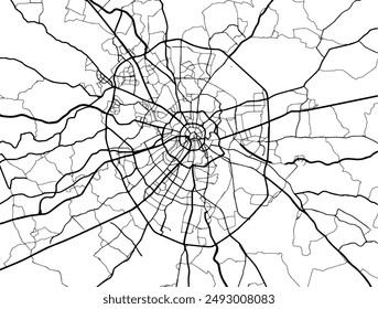 Vector city map of Moscow in the Russian Federation with black roads isolated on a white background.