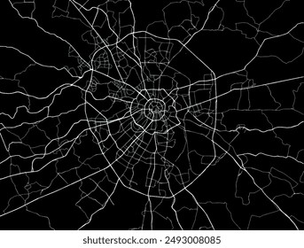 Vector city map of Moscow in the Russian Federation with white roads isolated on a black background