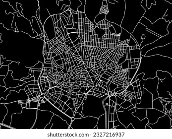 Vector city map of Motril in Spain with white roads isolated on a black background.