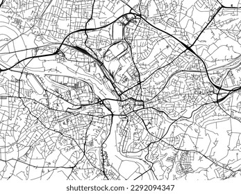 Vector city map of Mulheim in the Germany with black roads isolated on a white background.