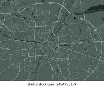 Vector city map of Munchen Metropole in Germany with white roads isolated on a green background.