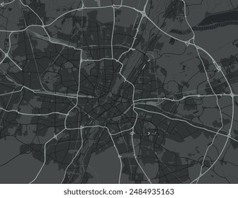 Vector city map of Munchen Metropole in Germany with white roads isolated on a grey background.