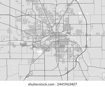 Vector Stadtplan von Muncie Indiana in den Vereinigten Staaten von Amerika mit schwarzen Straßen isoliert auf einem grauen Hintergrund.