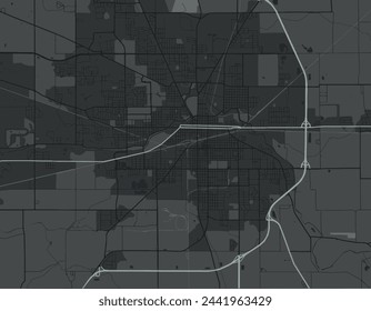 Vector Stadtplan von Muncie Indiana in den Vereinigten Staaten von Amerika mit weißen Straßen isoliert auf einem grauen Hintergrund.