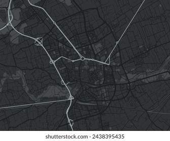 Vector Stadtplan von Murcia in Spanien mit weißen Straßen isoliert auf einem grauen Hintergrund.