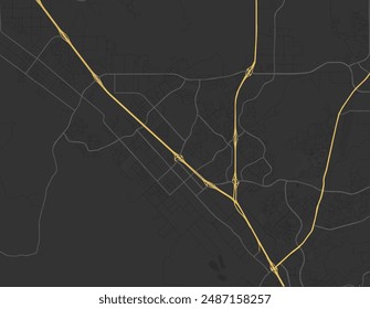 Vector city map of Murrieta California in the United States of America with yellow roads isolated on a brown background.