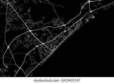 Vector city map of Myrtle Beach South Carolina in the United States with white roads isolated on a black background.