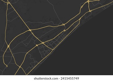 Vector city map of Myrtle Beach South Carolina in the United States with yellow roads isolated on a brown background.