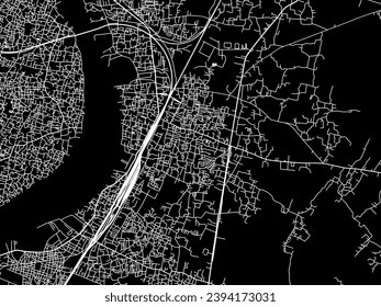 Stadtplan von Naihati in der Republik Indien mit weißen Straßen einzeln auf schwarzem Hintergrund.