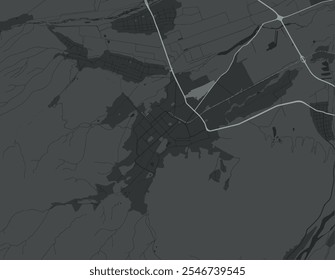 Vector city map of Nalchik in the Russian Federation with white roads isolated on a grey background.