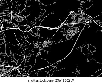 Vector city map of Namyangju in the South Korea with white roads isolated on a black background.