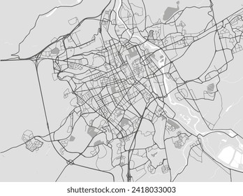 Vector city map of Nancy in the France with black roads isolated on a grey background.