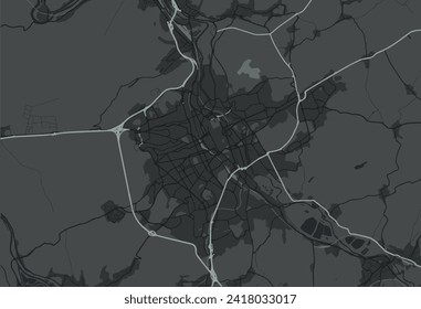 Stadtplan von Nancy in Frankreich mit weißen Straßen einzeln auf grauem Hintergrund.