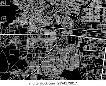 Stadtplan von Nangloi Jat in der Republik Indien mit weißen Straßen einzeln auf schwarzem Hintergrund.