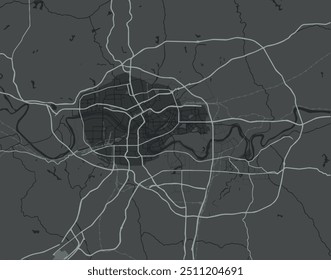 Vector city map of Nanning in People's Republic of China with white roads isolated on a grey background.