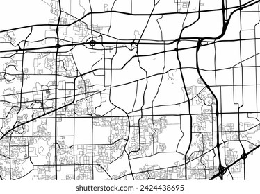 Vector city map of Naperville Illinois in the United States of America with black roads isolated on a white background.