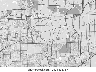 Vector city map of Naperville Illinois in the United States of America with black roads isolated on a grey background.