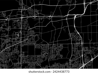 Vector city map of Naperville Illinois in the United States of America with white roads isolated on a black background.
