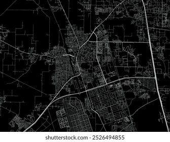 Vector city map of Narela in the Republic of India with white roads isolated on a black background.
