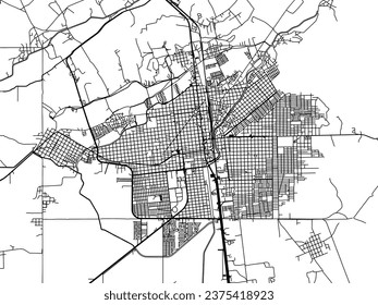 Vector city map of Navojoa in Mexico with black roads isolated on a white background.