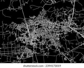 Stadtplan von Navsari in der Republik Indien mit weißen Straßen einzeln auf schwarzem Hintergrund.