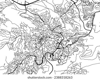 Vector city map of Nazareth in Israel with black roads isolated on a white background.