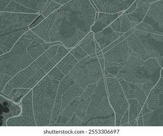 Vector city map of Nea Smyrni in Greece with white roads isolated on a green background.