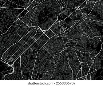 Vector city map of Nea Smyrni in Greece with white roads isolated on a black background.