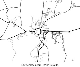 Vector city map of Neubrandenburg in Germany with black roads isolated on a white background.