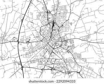 Vector city map of Neumunster in the Germany with black roads isolated on a white background.