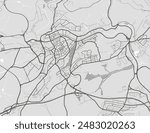 Vector city map of Neunkirchen in Germany with black roads isolated on a grey background.