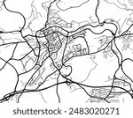 Vector city map of Neunkirchen in Germany with black roads isolated on a white background.