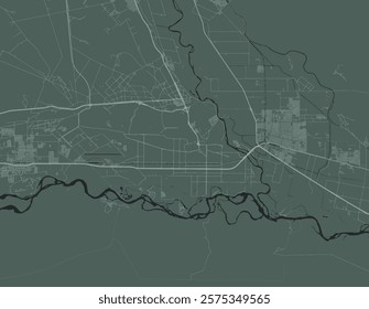 Vector city map of Neuquen in Argentina with white roads isolated on a green background.