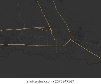 Vector city map of Neuquen in Argentina with yellow roads isolated on a brown background.