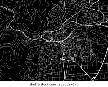 Vector city map of Neustadt an der Weinstrasse in Germany with white roads isolated on a black background.