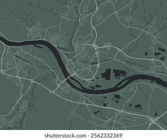 Vector city map of Neuwied in the Germany with white roads isolated on a green background.