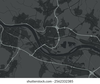 Vector city map of Neuwied in the Germany with white roads isolated on a grey background.