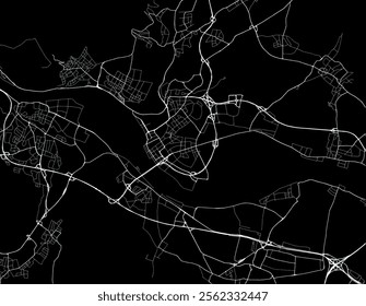 Vector city map of Neuwied in the Germany with white roads isolated on a black background.