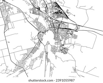 Vector city map of Nevinnomyssk in the Russian Federation with black roads isolated on a white background.