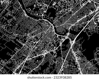 Vector city map of New Brunswick New Jersey in the United States of America with white roads isolated on a black background.