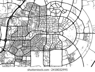 Vector city map of New Cairo in Egypt with black roads isolated on a black background