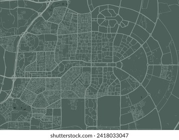 Vector city map of New Cairo in Egypt with white roads isolated on a green background.