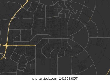 Vector city map of New Cairo in Egypt with yellow roads isolated on a brown background