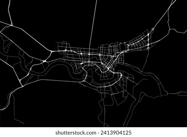 Vector city map of New Orleans Louisiana in the United States of America with white roads isolated on a black background.