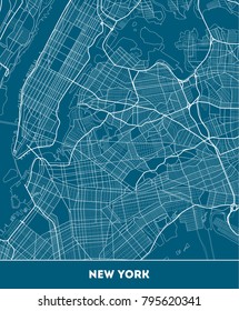 Vector city map of New York with well organized separated layers. Vector illustration.