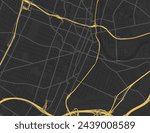 Vector city map of Newark New Jersey in the United Stated of America withk yellow roads isolated on a brown background.